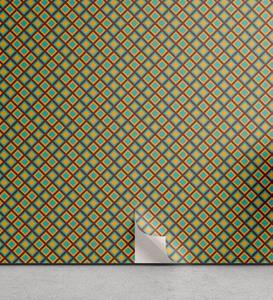 Abakuhaus Vinyltapete »selbstklebendes Wohnzimmer Küchenakzent«, Retro Einfache Rhombus Zellen Tile