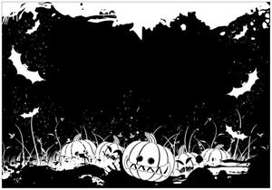 Wallario Vliestapete »Halloween - Kürbisse und Fledermäuse in schwarz-weiß, Comic Stil«, Seidenmatte Oberfläche, hochwertiger Digitaldruck, in verschiedenen Grö&s
