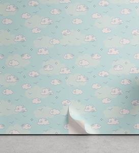 Abakuhaus Vinyltapete »selbstklebendes Wohnzimmer Küchenakzent«, Kindergarten Himmel mit Wolken und Vögeln