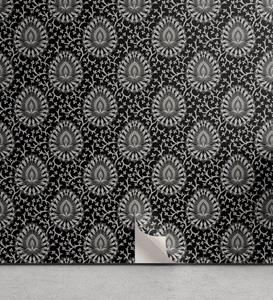 Abakuhaus Vinyltapete »selbstklebendes Wohnzimmer Küchenakzent«, Kohlengrau Damast-Inspired Art