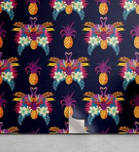 Abakuhaus Vinyltapete »selbstklebendes Wohnzimmer Küchenakzent«, Exotisch Klare Blumen Ananas