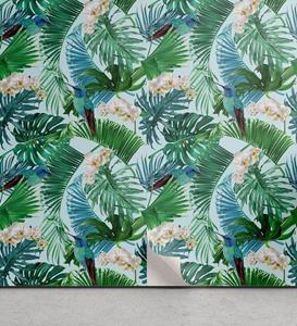 Abakuhaus Vinyltapete »selbstklebendes Wohnzimmer Küchenakzent«, Kolibri Botanical Blätter Vögel