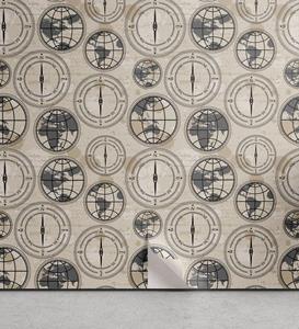 Abakuhaus Vinyltapete »selbstklebendes Wohnzimmer Küchenakzent«, Kompass Kontinente Muster