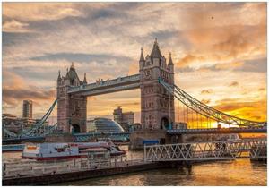 Wallario Vliestapete »Tower Bridge - London bei Sonnenuntergang«, Seidenmatte Oberfläche, hochwertiger Digitaldruck, in verschiedenen Größen erhältlich
