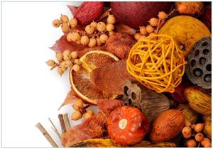 Wallario Vliestapete »Herbststimmung - Trockenfrüchte, Nüsse und Samen - Herbstdeko«, Seidenmatte Oberfläche, hochwertiger Digitaldruck, in verschiedenen Größen e