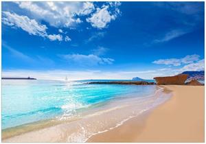 Wallario Vliestapete »Traumstrand unter blauem Himmel«, Seidenmatte Oberfläche, hochwertiger Digitaldruck, in verschiedenen Größen erhältlich