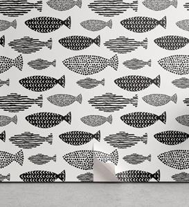 Abakuhaus Vinyltapete »selbstklebendes Wohnzimmer Küchenakzent«, Fisch Seetiere Schwarz Weiß