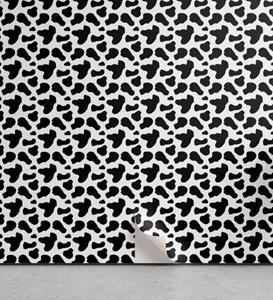 Abakuhaus Vinyltapete »selbstklebendes Wohnzimmer Küchenakzent«, Kuh-Druck Kuhfell Schwarz Spots