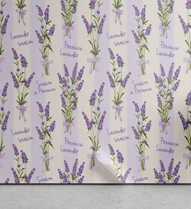 Abakuhaus Vinyltapete »selbstklebendes Wohnzimmer Küchenakzent«, Lavendel Streifen und Blumen