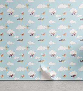 Abakuhaus Vinyltapete »selbstklebendes Wohnzimmer Küchenakzent«, Flugzeug Wolken und Flugzeuge Cartoon