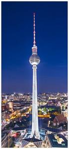 Wallario Türtapete »Fernsehturm Berlin bei Nacht«, glatt, ohne Struktur