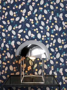 Newroom Vliestapete, Blau Tapete Floral Blumen - Blumentapte Mustertapete Creme Rosa Tropisch Modern Blätter Beeren für Wohnzimmer Schlafzimmer Küche