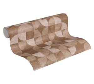 Holz Tapete Profhome 369134 Vliestapete leicht strukturiert mit grafischem Muster matt braun beige 5,33 m2 - braun