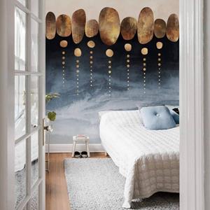 K&L WALL ART Fototapete »Große Fototapete XXL Art Deco Vliestapete abstrakt Feng Shui Steine Gold«, Wohnzimmer Wandschutz modern