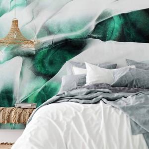 K&L WALL ART Fototapete »Große Fototapete XXL Art Deco Vliestapete abstrakt Seide Grün Emerald Flow«, Wohnzimmer Wandschutz modern
