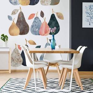 K&L WALL ART Fototapete »Große Fototapete XXL Art Deco Vliestapete Bunte Birnen Küche Herbst Obst«, Wohnzimmer Wandschutz modern