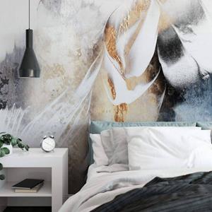 K&L WALL ART Fototapete »Große Fototapete XXL Art Deco Vliestapete Shabby Vintage Smoky Gold Nebel«, Wohnzimmer Wandschutz modern