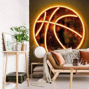 K&L WALL ART Fototapete »Neon Basketball Fototapete Mielu Betonoptik XXL Vliestapete Steintapete«, sportliche Wohnzimmer Tapete