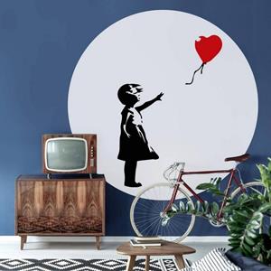 K&L WALL ART Fototapete »Fototapete Banksy Girl with the red balloon Vliestapete Rund Tapete«, Graffiti Tapete