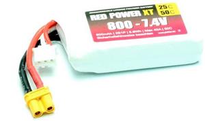 Red Power LiPo accupack 7.4 V 800 mAh 25 C Softcase XT30