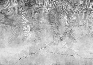 Wallarena Fototapete »Blätter Beton Pflanzen Vintage Vlies Tapete Wohnzimmer Schlafzimmer«, Glatt, botanisch, Vliestapete inklusive Kleister
