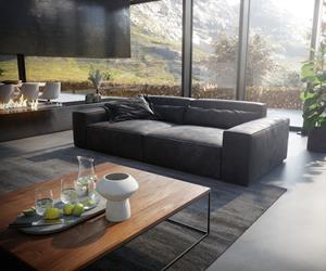 DELIFE Big-Sofa Sirpio XL 270x125 cm Lederimitat Vintage Anthrazit