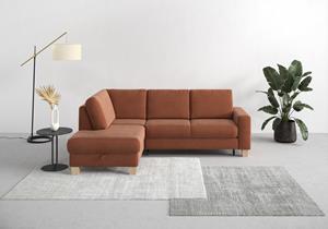 Home affaire Ecksofa Summer, mit Ottomane, wahlweise mit Bettfunktion und Bettkasten, Cord-Bezug