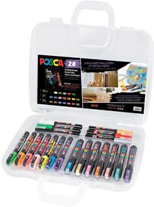 Posca paintmarkers, doos van 20 stuks, in geassorteerde kleuren, ontwerp Metallic
