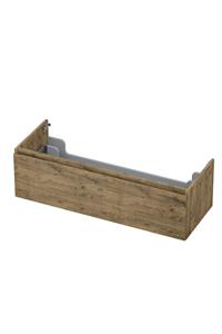 INK wastafelonderkast 1 lade greeploos met houten keerlijst 120x45x35cm, naturel eiken