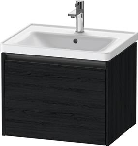 Duravit Ketho.2 wastafelonderkast met 1 lade 58,4x45,5x44 cm met antraciet greep, eiken zwart mat