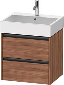 Duravit Ketho.2 wastafelonderkast met 2 laden 58,4x46x54,9 cm met antraciet grepen, noten mat