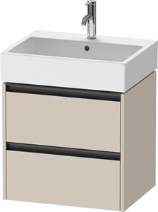 Duravit Ketho.2 wastafelonderkast met 2 laden 58,4x46x54,9 cm met antraciet grepen, taupe mat