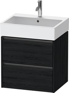 Duravit Ketho.2 wastafelonderkast met 2 laden 58,4x46x54,9 cm met antraciet grepen, eiken zwart mat