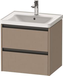 Duravit Ketho.2 wastafelonderkast met 2 laden 58,4x45,5x54,9 cm met antraciet grepen, linnen mat