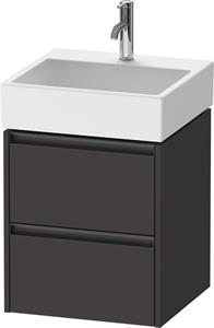 Duravit Ketho.2 wastafelonderkast met 2 laden 48,4x46x54,9 cm met antraciet grepen, grafiet supermat