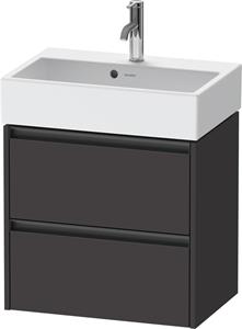 Duravit Ketho.2 wastafelonderkast met 2 laden 58,4x39x54,9 cm met antraciet grepen, grafiet supermat