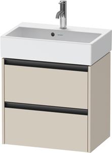 Duravit Ketho.2 wastafelonderkast met 2 laden 58,4x39x54,9 cm met antraciet grepen, taupe supermat