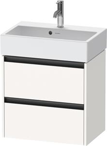 Duravit Ketho.2 wastafelonderkast met 2 laden 58,4x39x54,9 cm met antraciet grepen, wit supermat