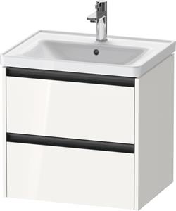 Duravit Ketho.2 wastafelonderkast met 2 laden 58,4x45,5x54,9 cm met antraciet grepen, hoogglans wit