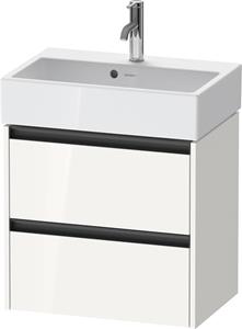 Duravit Ketho.2 wastafelonderkast met 2 laden 58,4x39x54,9 cm met antraciet grepen, hoogglans wit