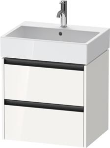 Duravit Ketho.2 wastafelonderkast met 2 laden 58,4x46x54,9 cm met antraciet grepen, hoogglans wit