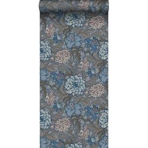 Esta Home ESTAhome behang vintage bloemen vergrijsd blauw en warm grijs - 139480