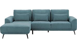 Goossens Excellent Hoekbank Princess - Elektrisch Uitschuifbaar blauw, stof, 2,5-zits, elegant chic met chaise longue links