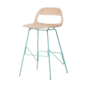 Gazzda Leina bar chair - barkruk met houten zitting en groen onderstel - 65 cm