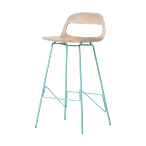 Gazzda Leina bar chair - barkruk met houten zitting en groen onderstel - 75 cm
