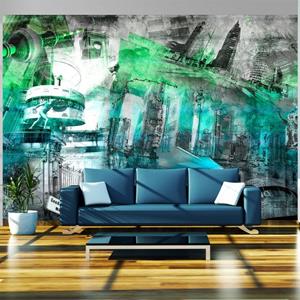 KUNSTLOFT Vliestapete »Berlin - Collage (grün)«, lichtbeständige Design Tapete