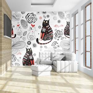 KUNSTLOFT Vliestapete »Cats in love«, lichtbeständige Design Tapete