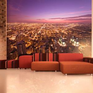KUNSTLOFT Vliestapete »Amerikanisches Chicago in der Nacht«, lichtbeständige Design Tapete