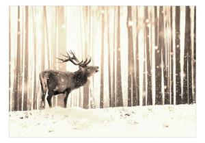KUNSTLOFT Vliestapete »Deer in the Snow (Sepia)«, lichtbeständige Design Tapete