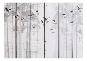 KUNSTLOFT Vliestapete »Birds on Boards«, lichtbeständige Design Tapete